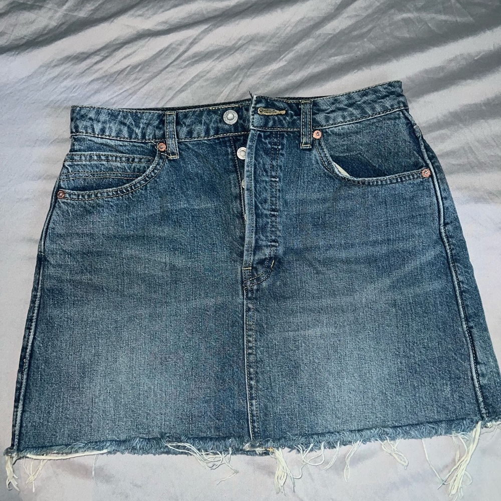 We The Free Distressed Denim Skirt